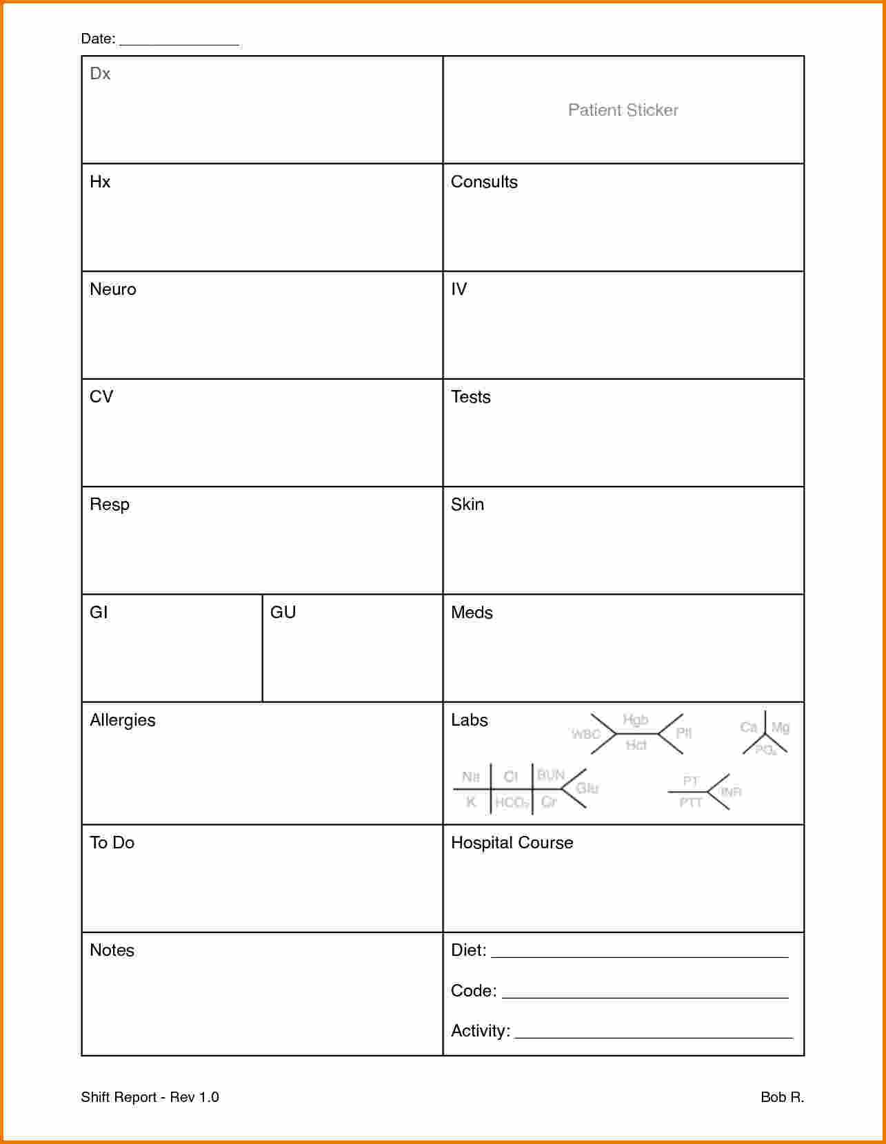 Nurses Report Template – Printable Year Calendar Intended For Nursing Assistant Report Sheet Templates