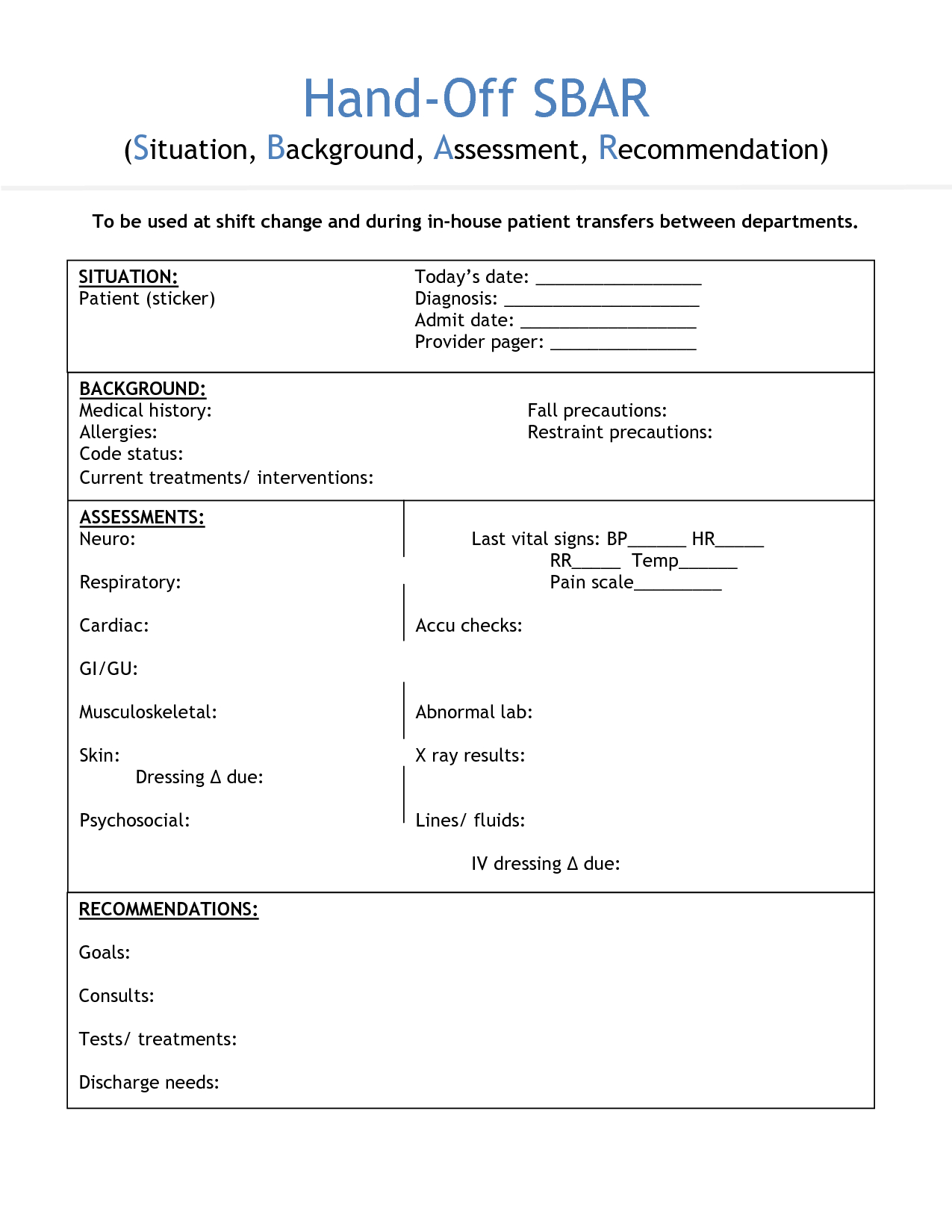 Nursing Shift Handover Template – Invitation Templates Inside Nursing Handoff Report Template