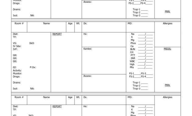 Nursing Shift Worksheets | Nursing | Nurse Brain Sheet, Med for Nurse Shift Report Sheet Template