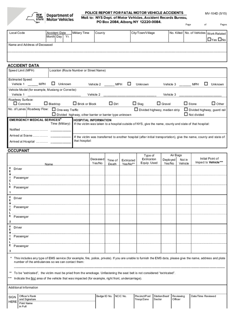 Ny Dmv Accident Reports – 7 Free Templates In Pdf, Word For Motor Vehicle Accident Report Form Template