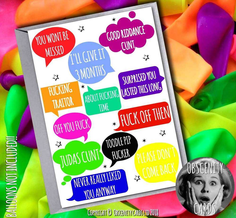 Obscene Funny Leaving Cardsobscenity Cards Pertaining To Sorry You Re Leaving Card Template