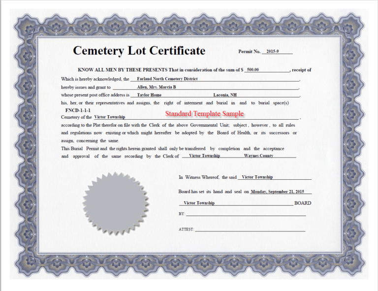 Obtaining A Customized Deed Report (Rights To Burial In Certificate Of