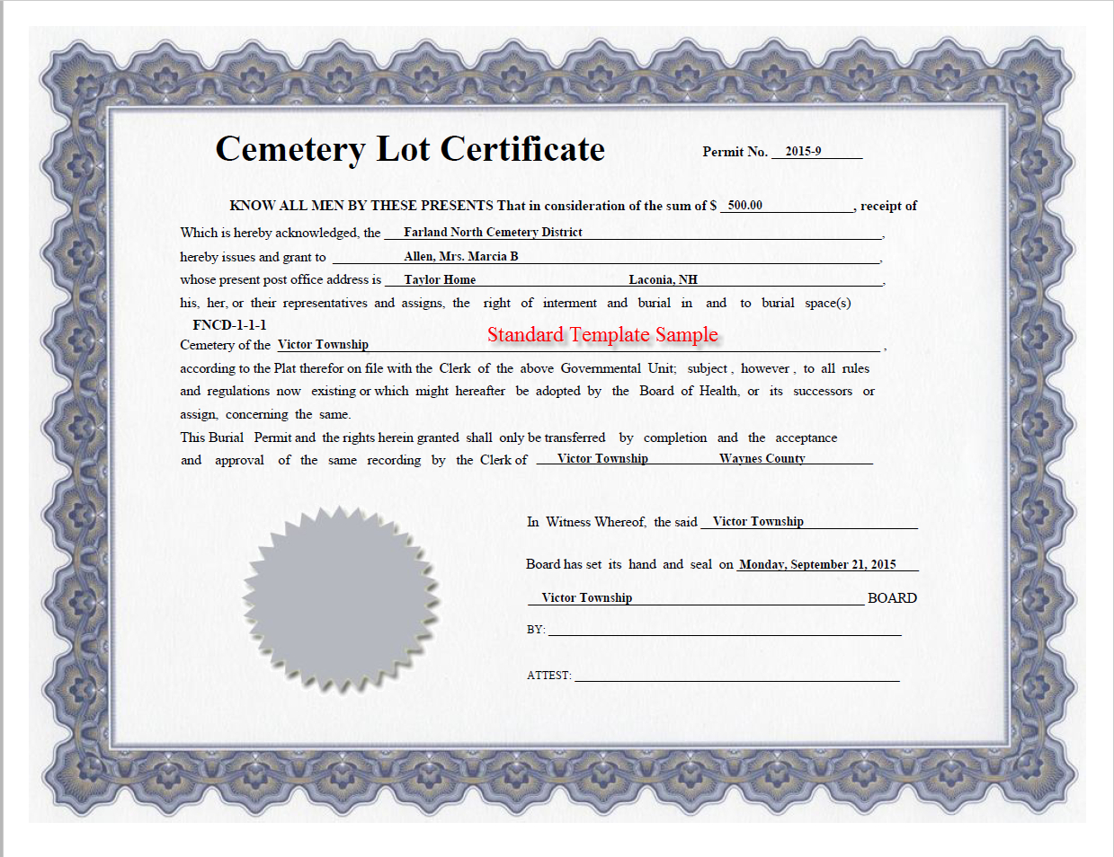 Obtaining A Customized Deed Report (Rights To Burial In Certificate Of Ownership Template
