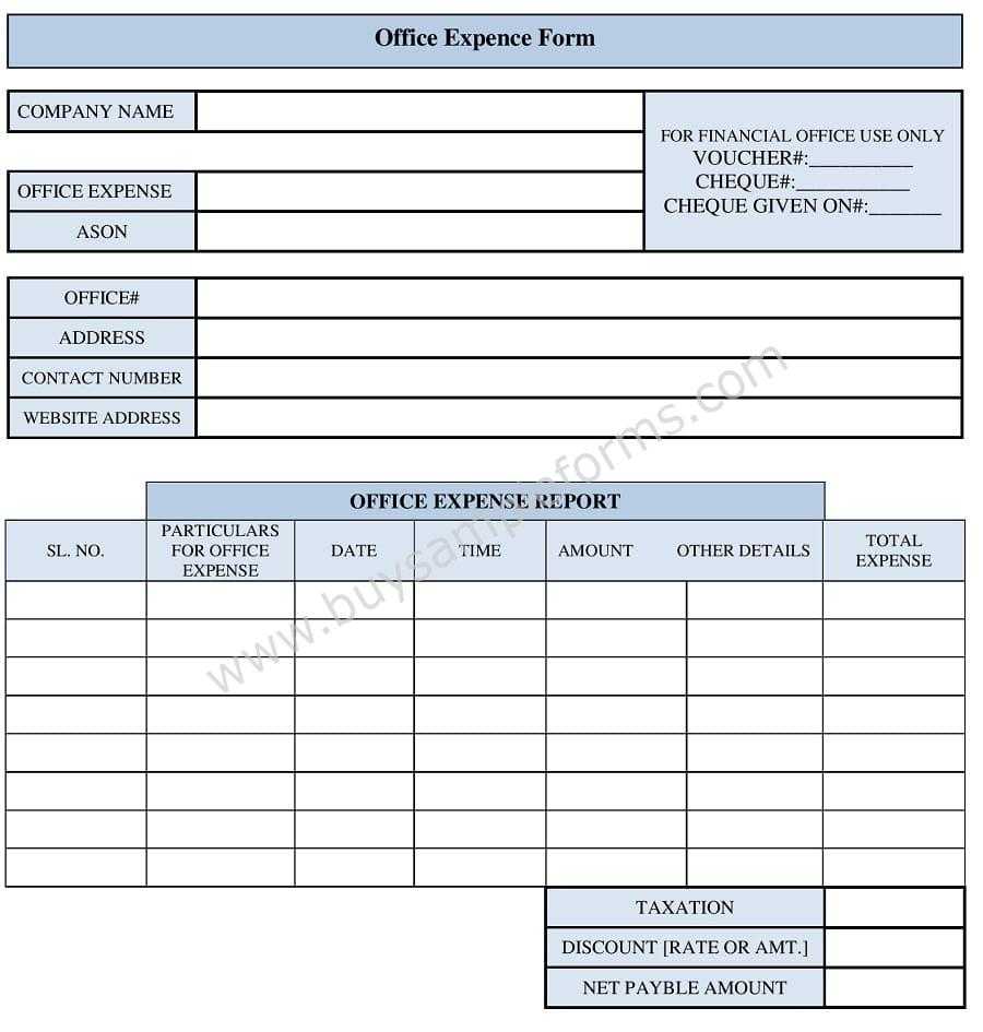 Office Expenses Form Template | Expense Form Template Intended For Reimbursement Form Template Word