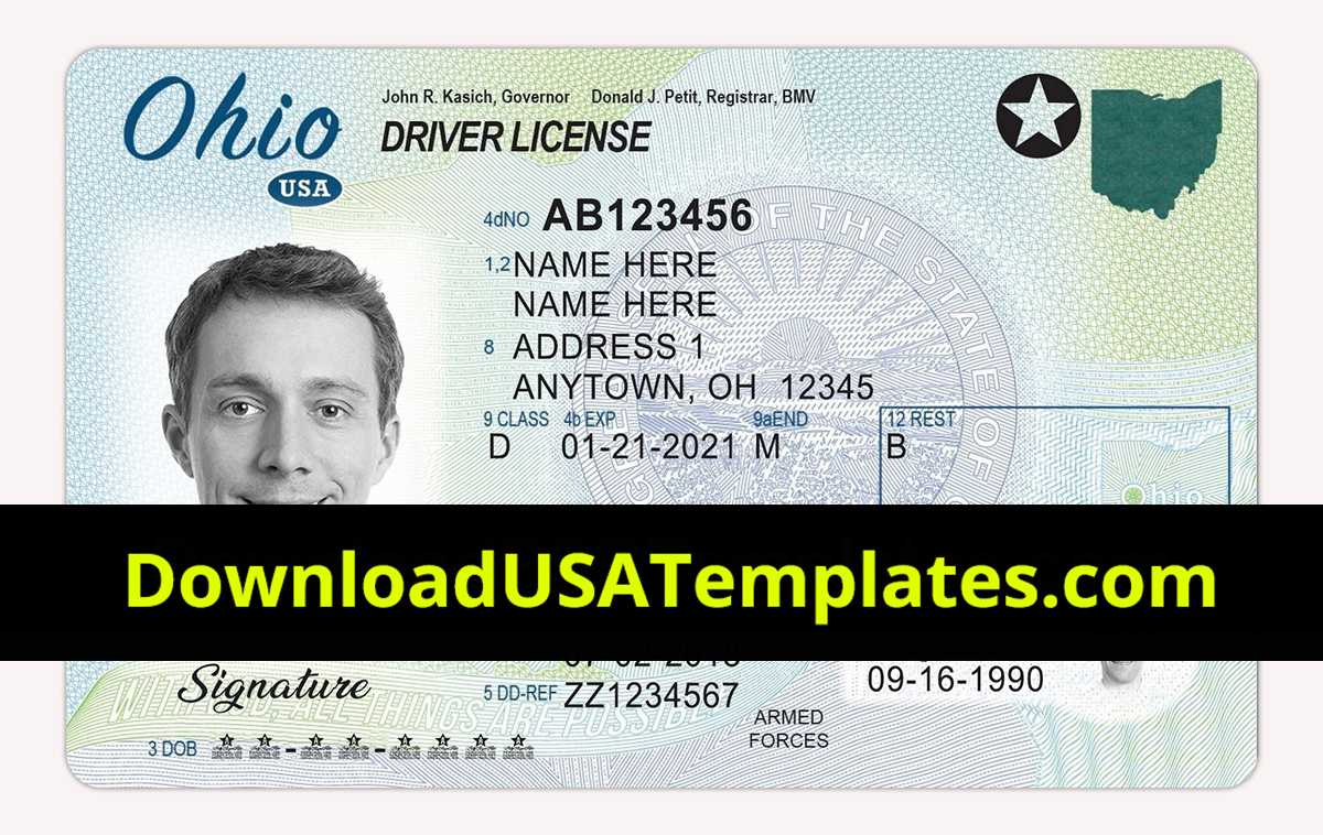 Ohio Driver License Psd | Oh Driving License Editable Template Intended For Georgia Id Card Template