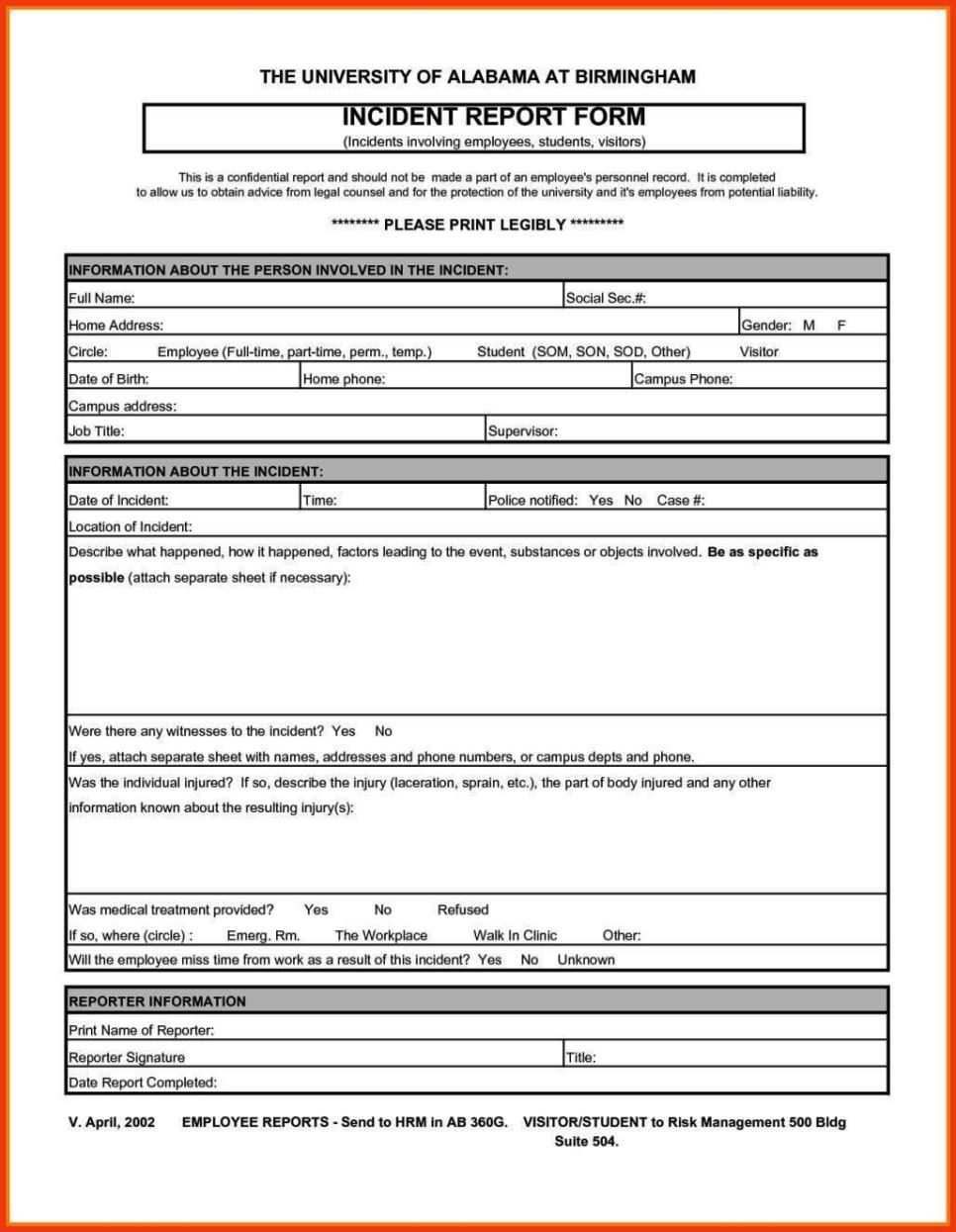 Ohs Incident Report Form Template – Sampletemplatess For Hazard Incident Report Form Template