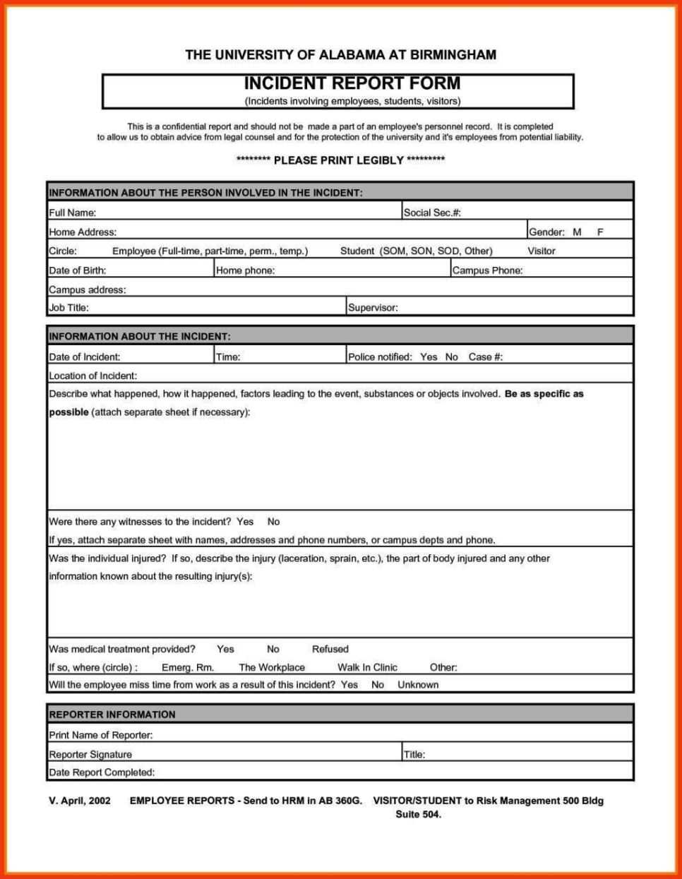 Ohs Incident Report Form Template – Sampletemplatess For Ohs Incident Report Template Free