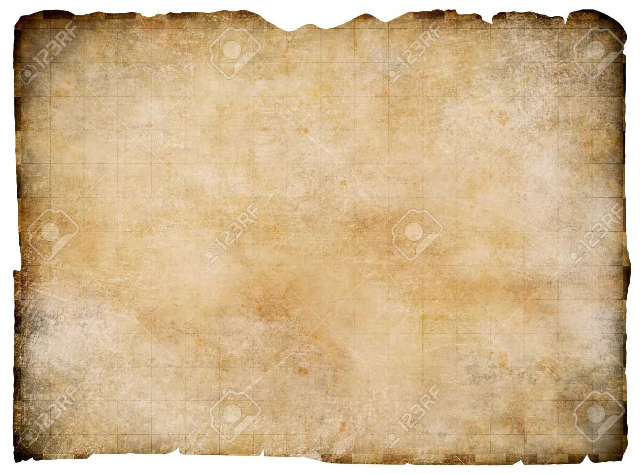 Old Blank Parchment Treasure Map Isolated. Clipping Path Is Intended For Blank Pirate Map Template