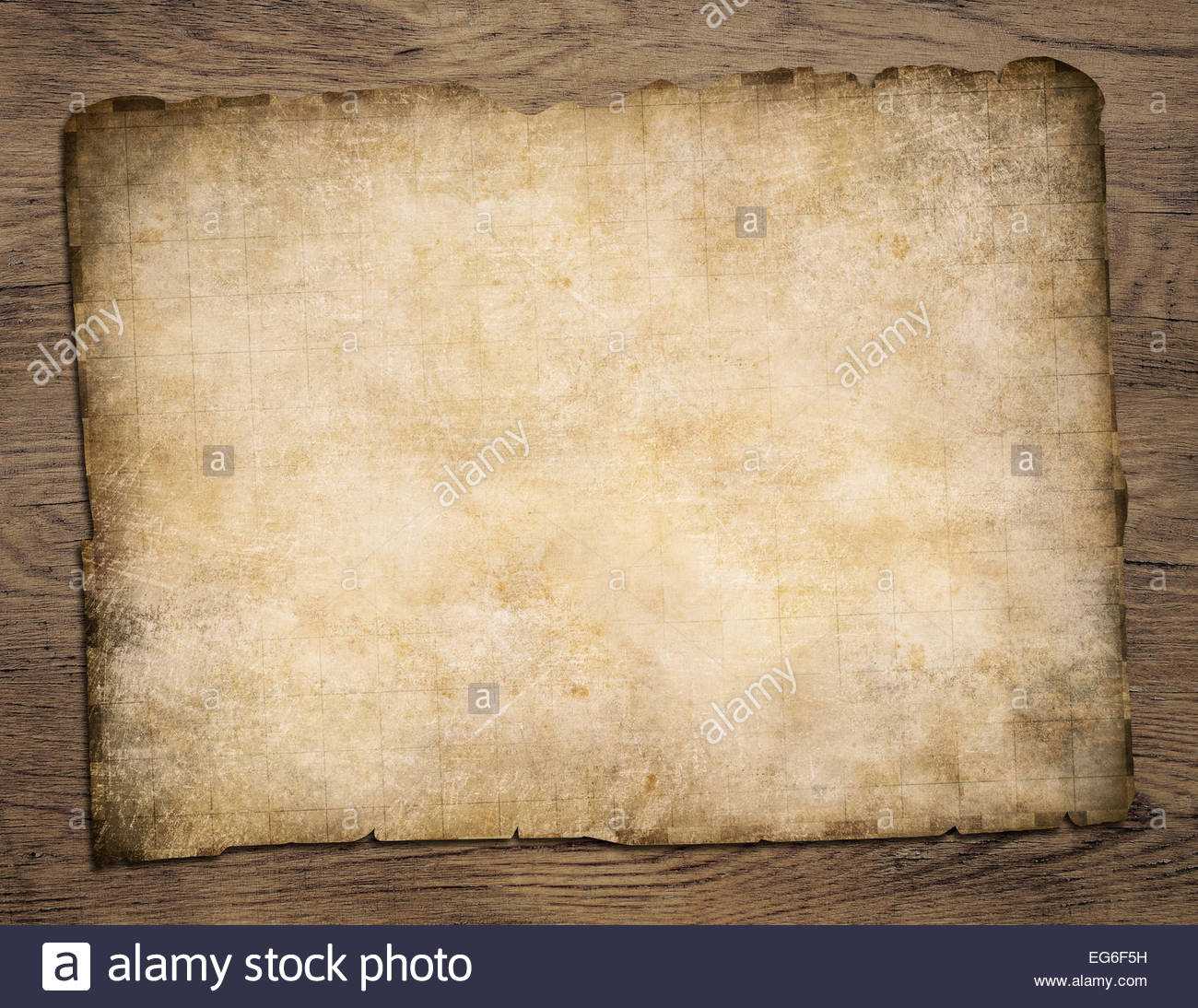 Old Blank Parchment Treasure Map On Wooden Table Stock Photo For Blank Pirate Map Template