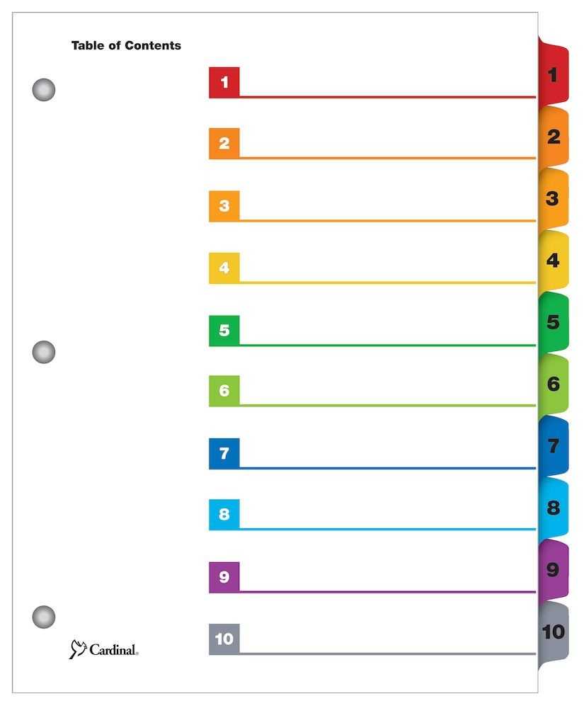 Onestep® Printable Table Of Contents Dividers, 10 Tab, Multicolor With Regard To Blank Table Of Contents Template