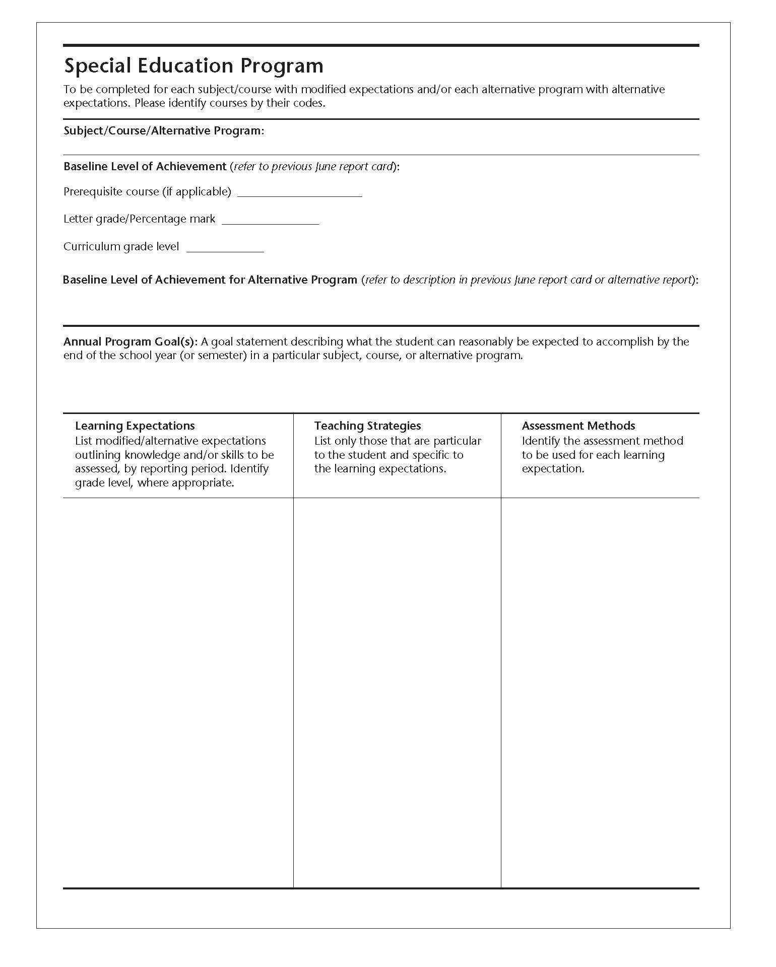 Ontario Schools, Kindergarten To Grade 12: Policy And Within Pupil Report Template