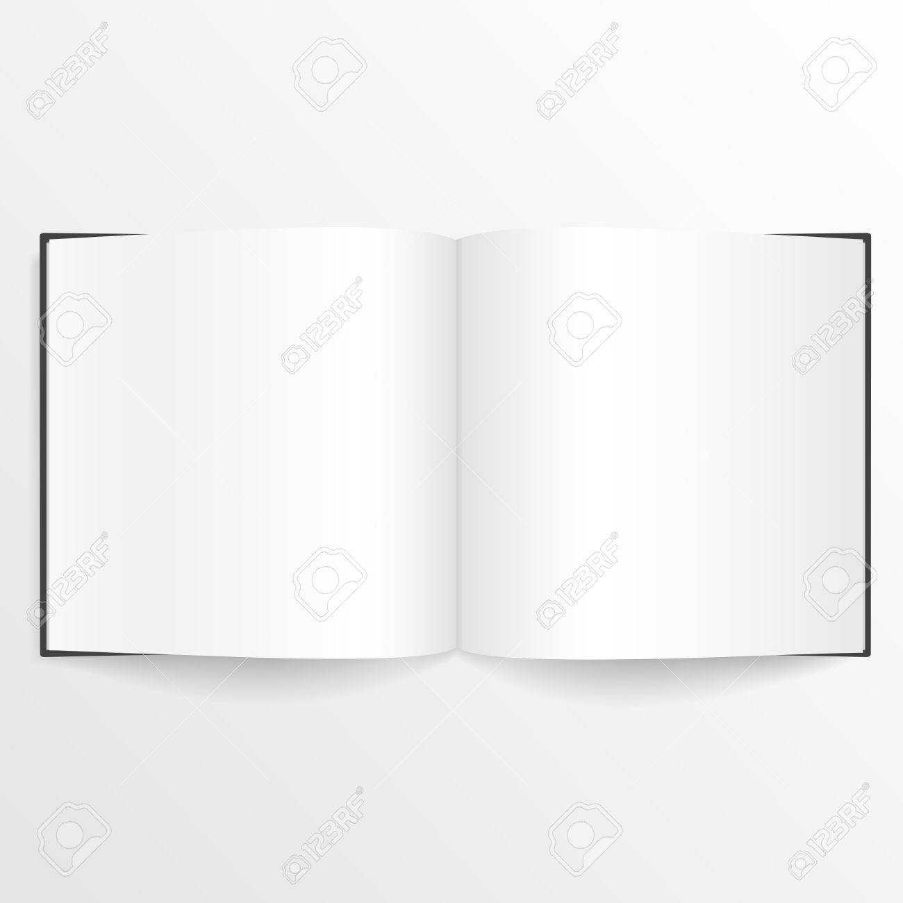 Opened Blank Book Or Magazine Spread Design Template With Cover. With Blank Magazine Spread Template