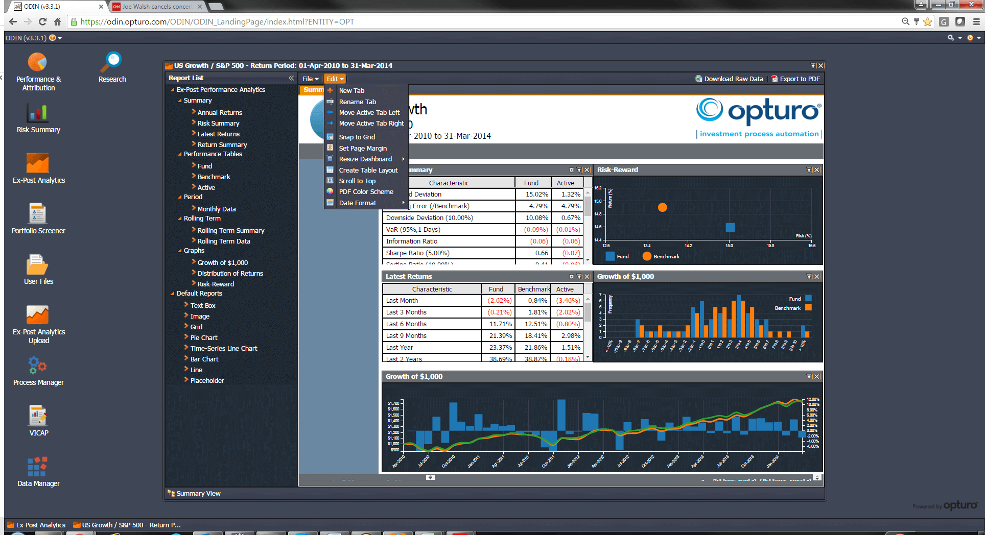 Opturo, Inc. – Performance & Attribution, Risk, Compositing Regarding Report Builder Templates