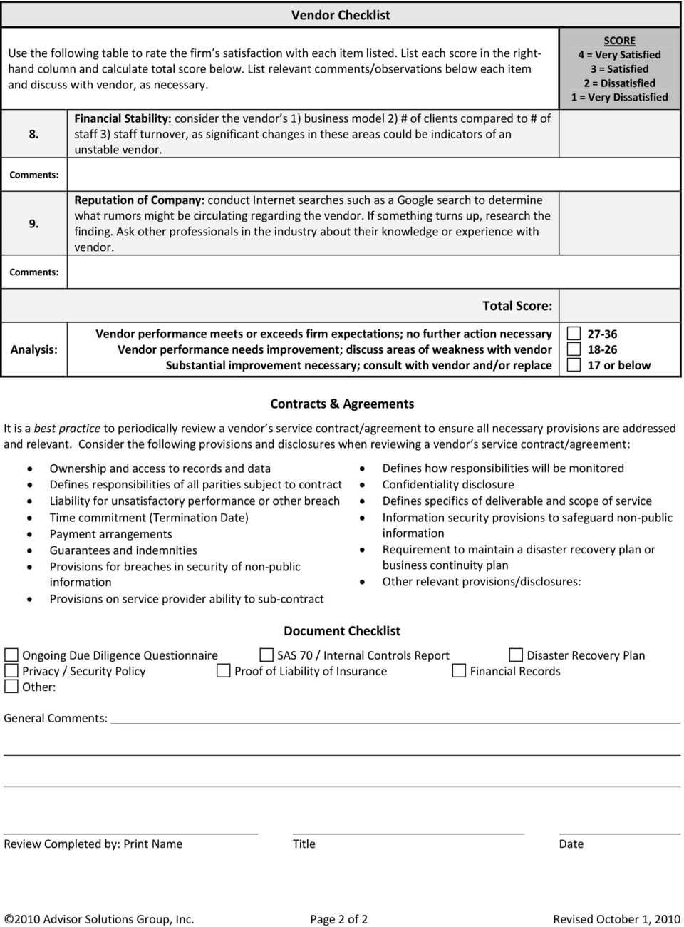 Outsourcing Due Diligence Form – Pdf Regarding Vendor Due Diligence Report Template