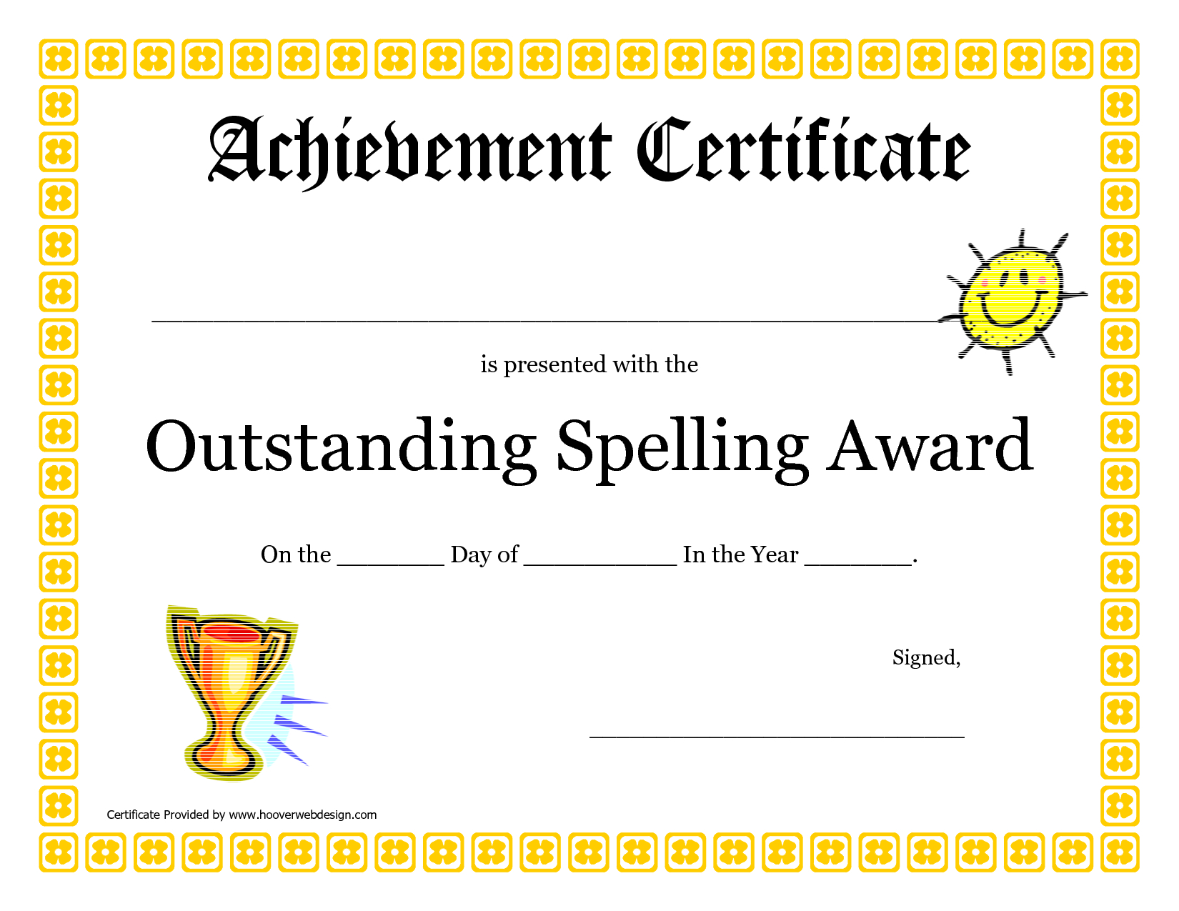 Outstanding Spelling Award Printable Certificate Pdf Picture For Rugby League Certificate Templates