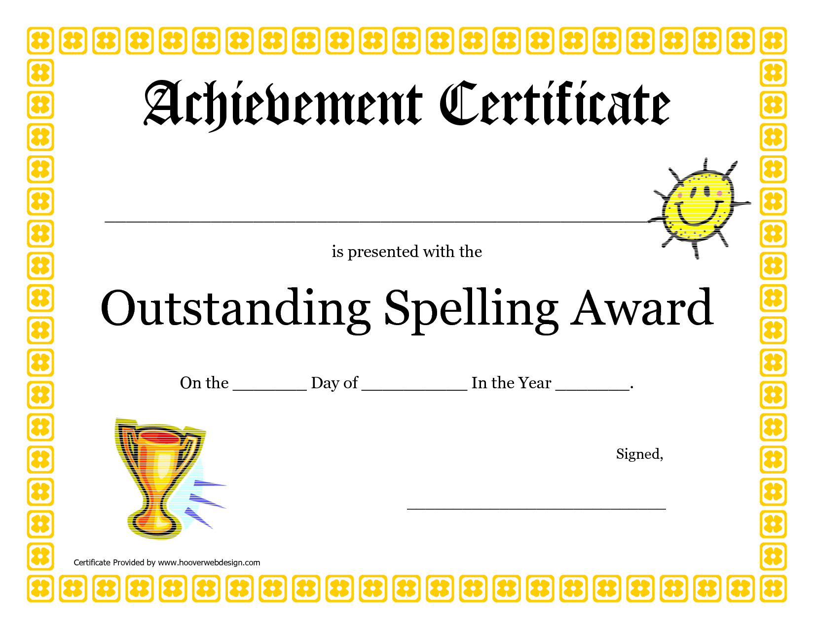 Outstanding Spelling Award Printable Certificate Pdf Picture In Spelling Bee Award Certificate Template