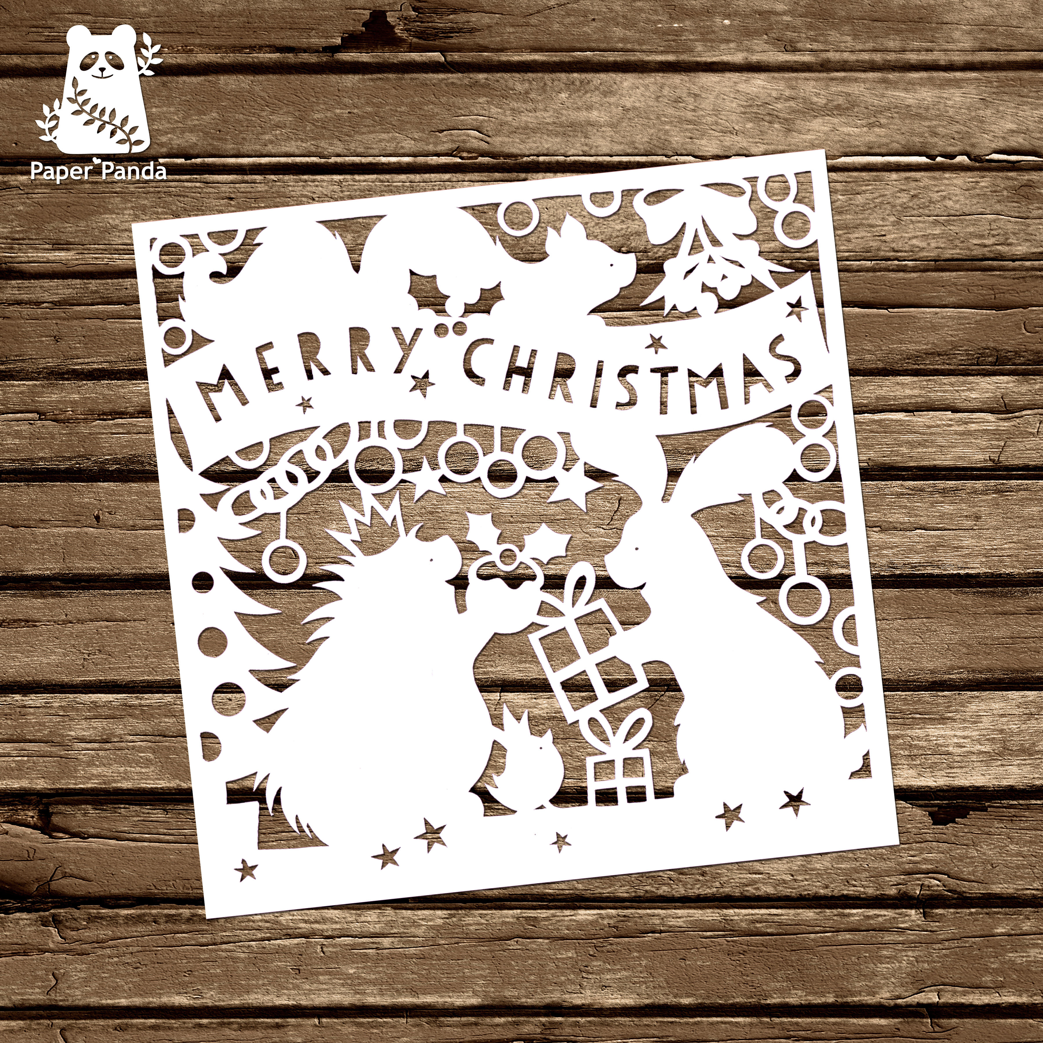 Papercut Diy Design Template – 'woodland Friends Christmas In Diy Christmas Card Templates