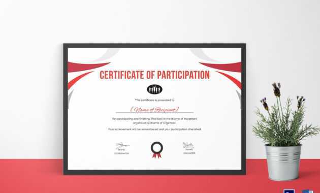 Participation Certificate For Running Template in Running Certificates Templates Free