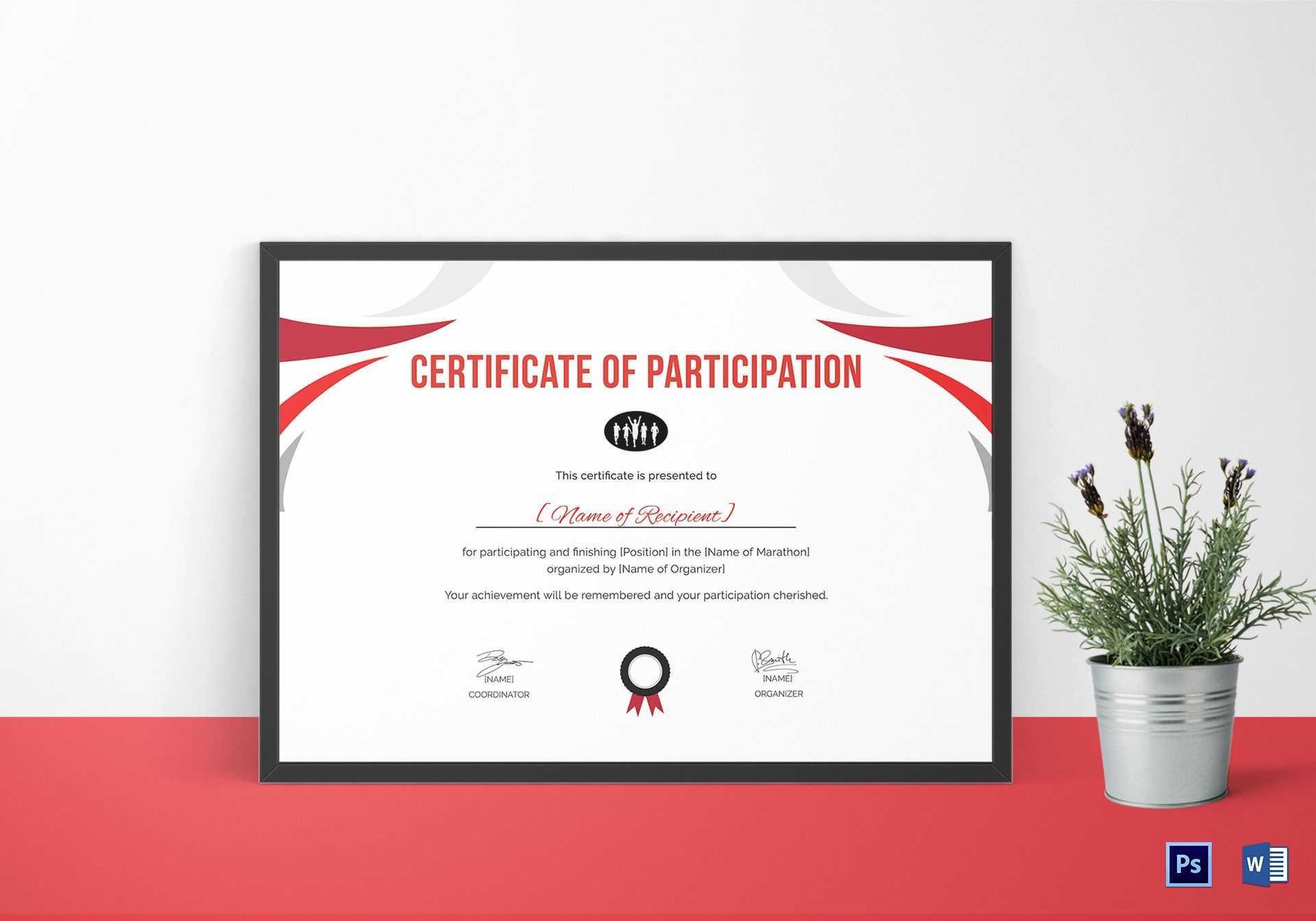 Participation Certificate For Running Template In Running Certificates Templates Free