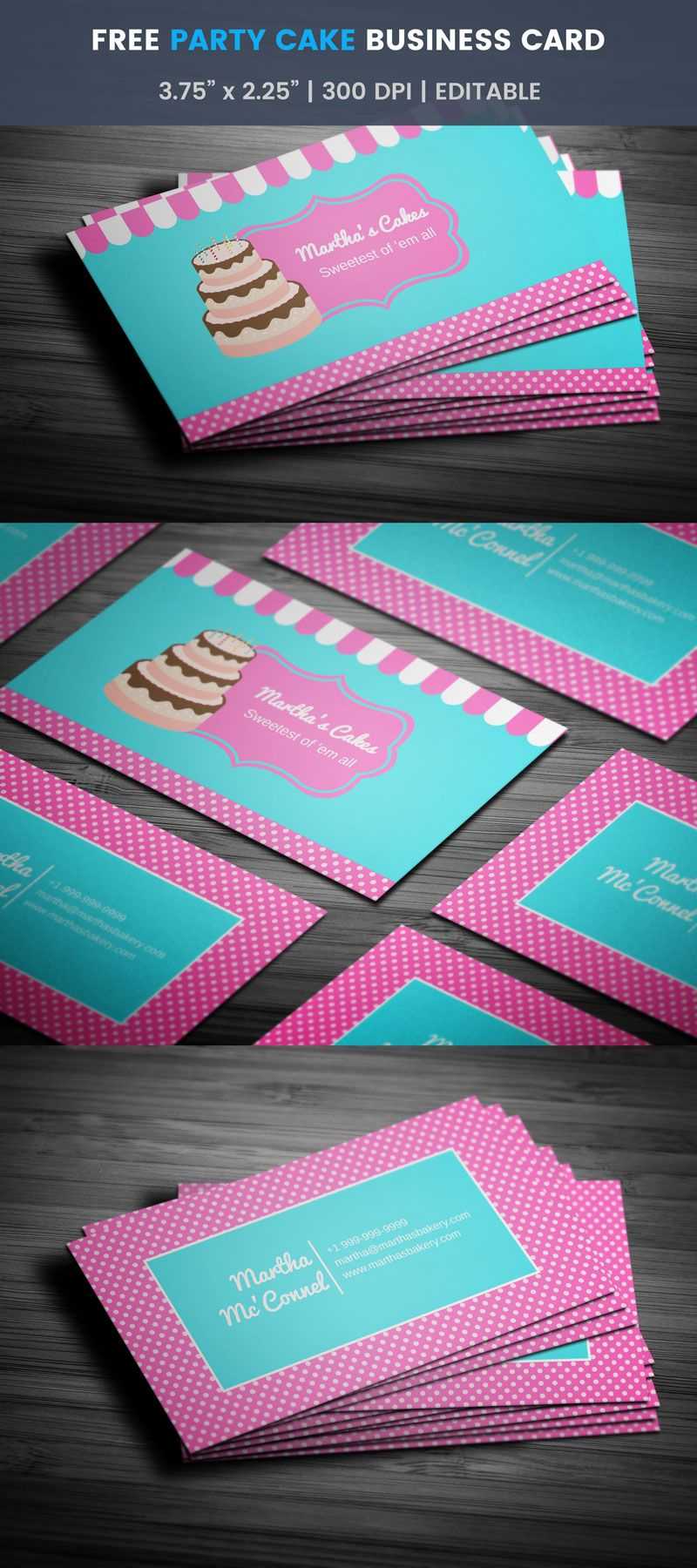 Party Cake Themed Bakery Business Card – Full Preview With Cake Business Cards Templates Free