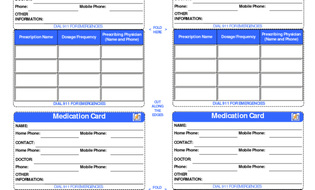 Patient Medication Card Template | Medication List, Medical for Medication Card Template