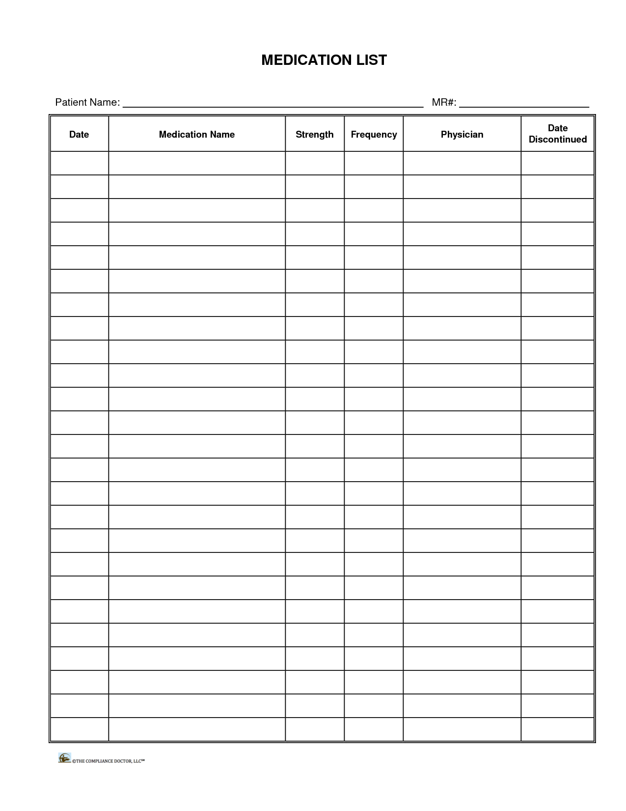 Patient+Medication+List+Template | Medication Log Pertaining To Blank Medication List Templates