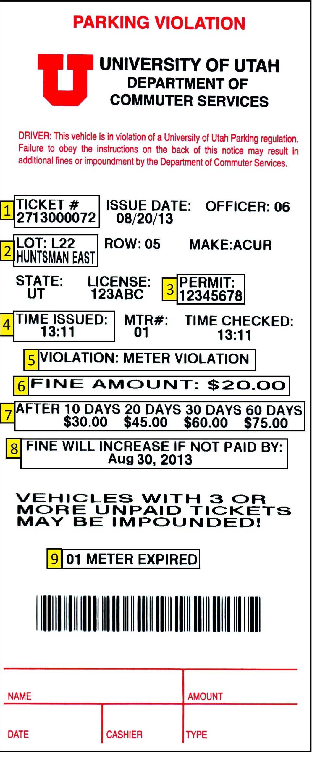 Pay A Ticket – Commuter Services – The University Of Utah Pertaining To Blank Parking Ticket Template