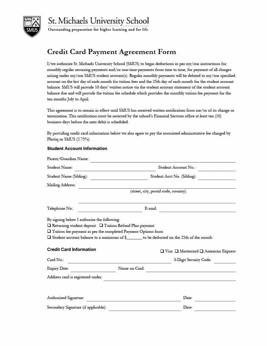 Payment Agreement – 40 Templates & Contracts ᐅ Template Lab With Regard To Credit Card Payment Plan Template