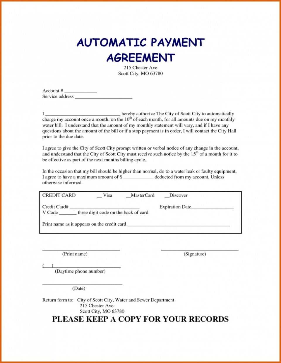 Payment Plan Agreement Template Templates Unbelie | Adrienne With Regard To Credit Card Payment Plan Template