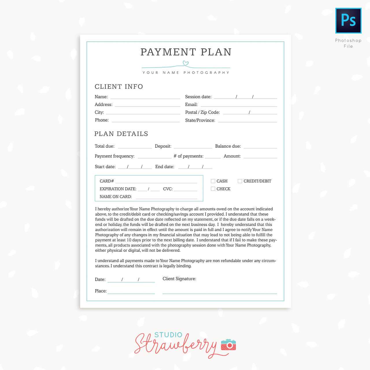 Payment Plan Template For Photographers – Strawberry Kit Within Credit Card Payment Plan Template