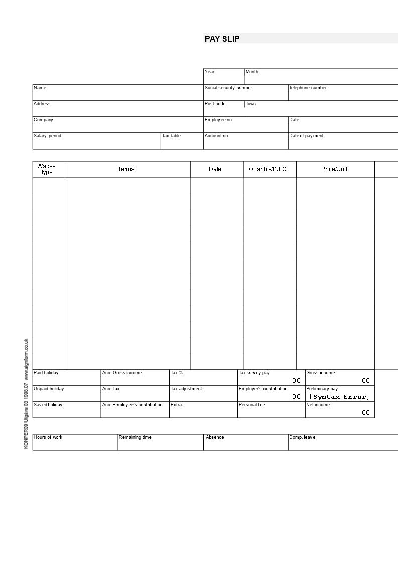 Payslip Template | Templates At Allbusinesstemplates Intended For Blank Payslip Template