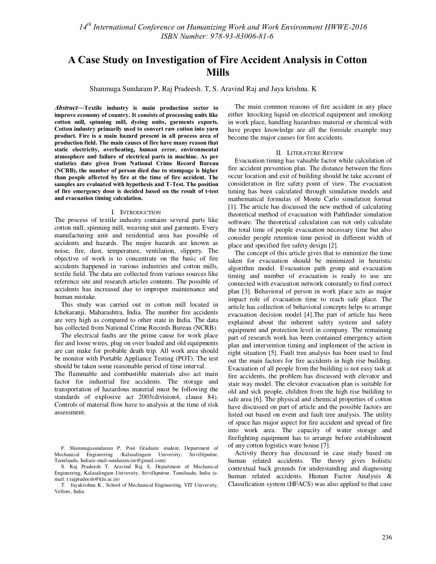 Pdf) A Case Study On Investigation Of Fire Accident Analysis Throughout Sample Fire Investigation Report Template