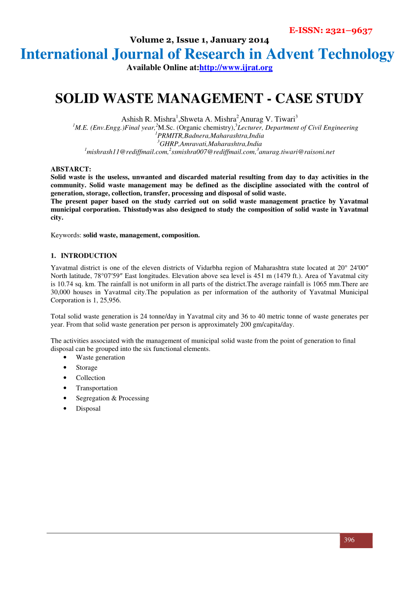 Pdf) Solid Waste Management  Case Study Regarding Waste Management Report Template