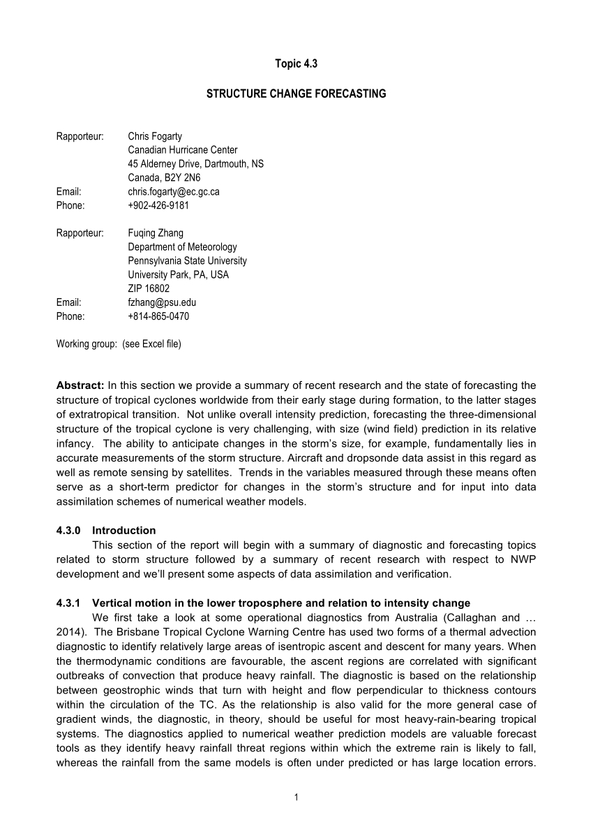 Pdf) Structure Change Forecasting – Rapporteur Report, Topic 4.3 For Rapporteur Report Template