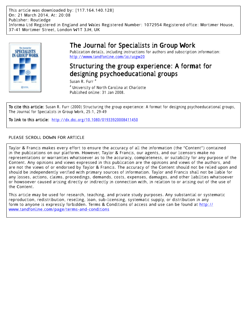 Pdf) Structuring The Group Experience: A Format For For Psychoeducational Report Template