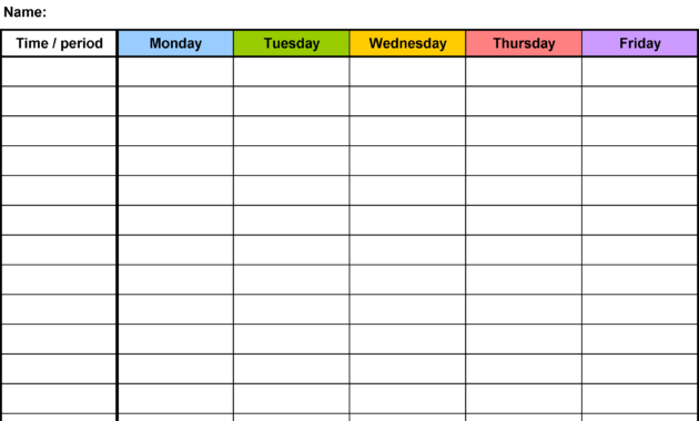 Pdf Timetable Template 2: Landscape Format, A4, 1 Page in Blank Revision Timetable Template