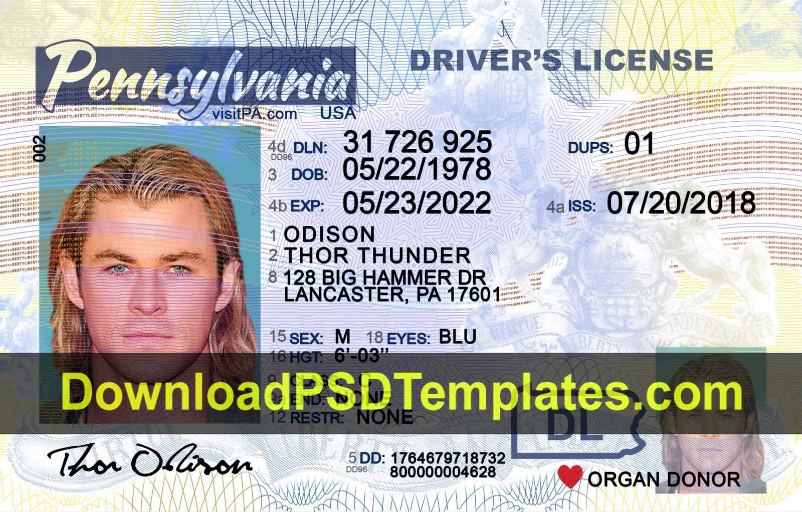 Pennsylvania Driver License Template Psd [New Pa Dl] With Blank Drivers License Template