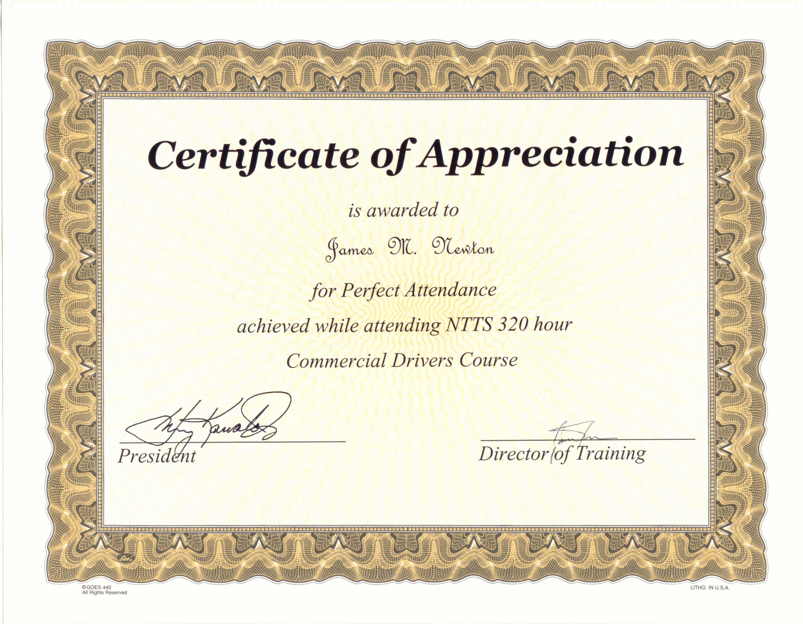 Perfect Attendance Award Certificate Template … | Award With Regard To Hayes Certificate Templates