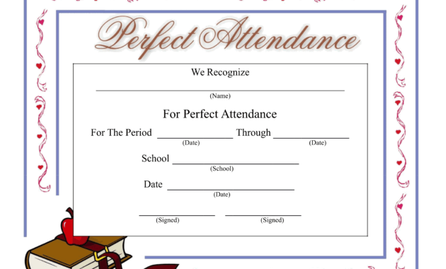 Perfect Attendance Certificate - Download A Free Template with Perfect Attendance Certificate Free Template