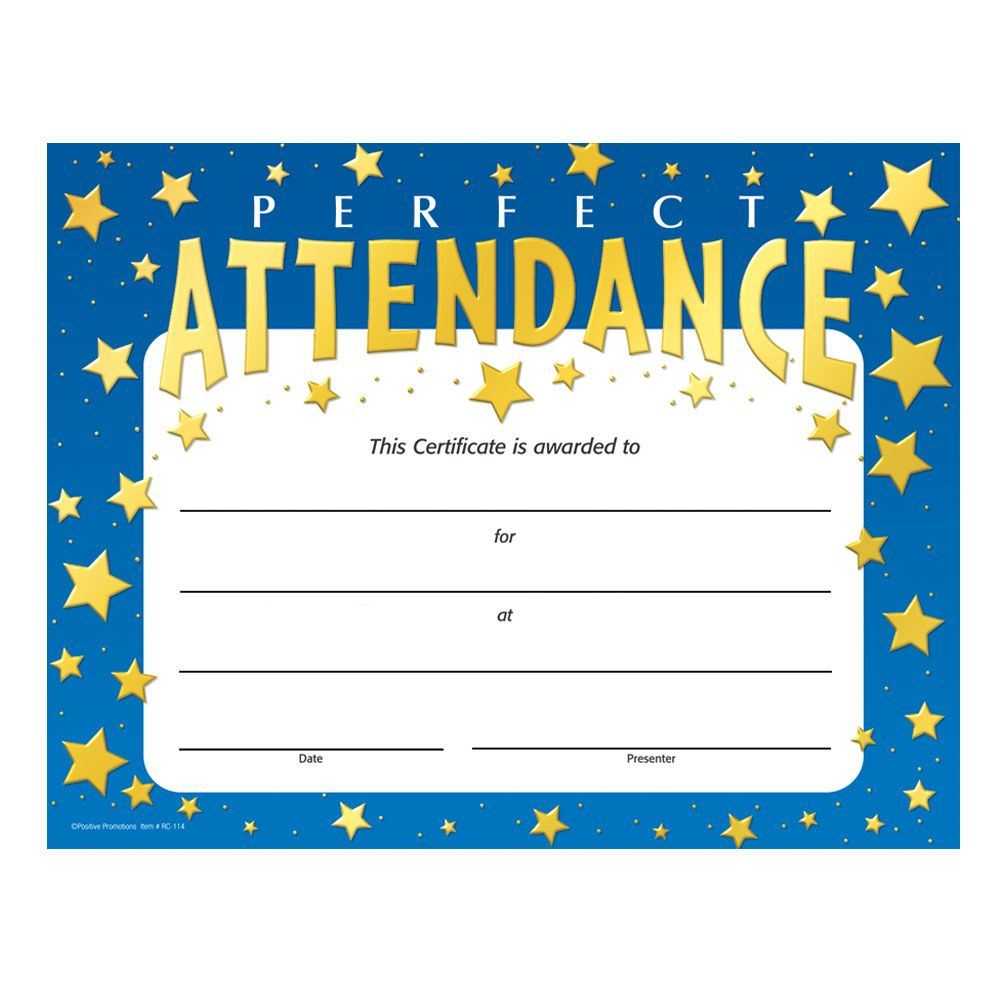 Perfect Attendance Stars Design Gold Foil Stamped Certificate Inside Perfect Attendance Certificate Template