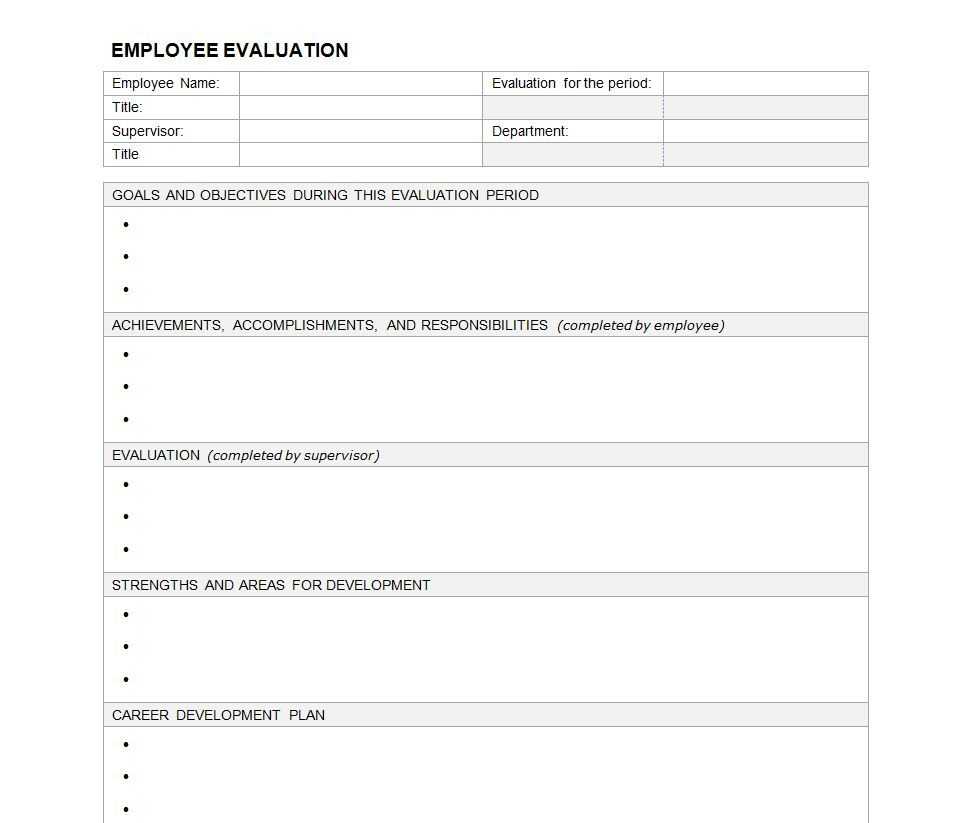 Performance Evaluation Template | Human Resource | Employee Regarding Blank Evaluation Form Template
