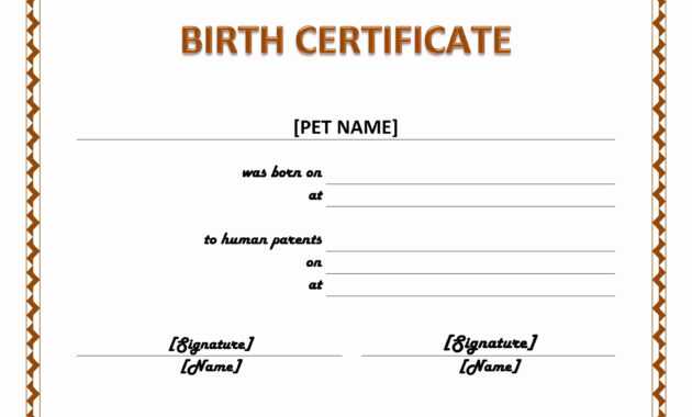 Pet Birth Certificate Maker | Pet Birth Certificate For Word inside Birth Certificate Template For Microsoft Word