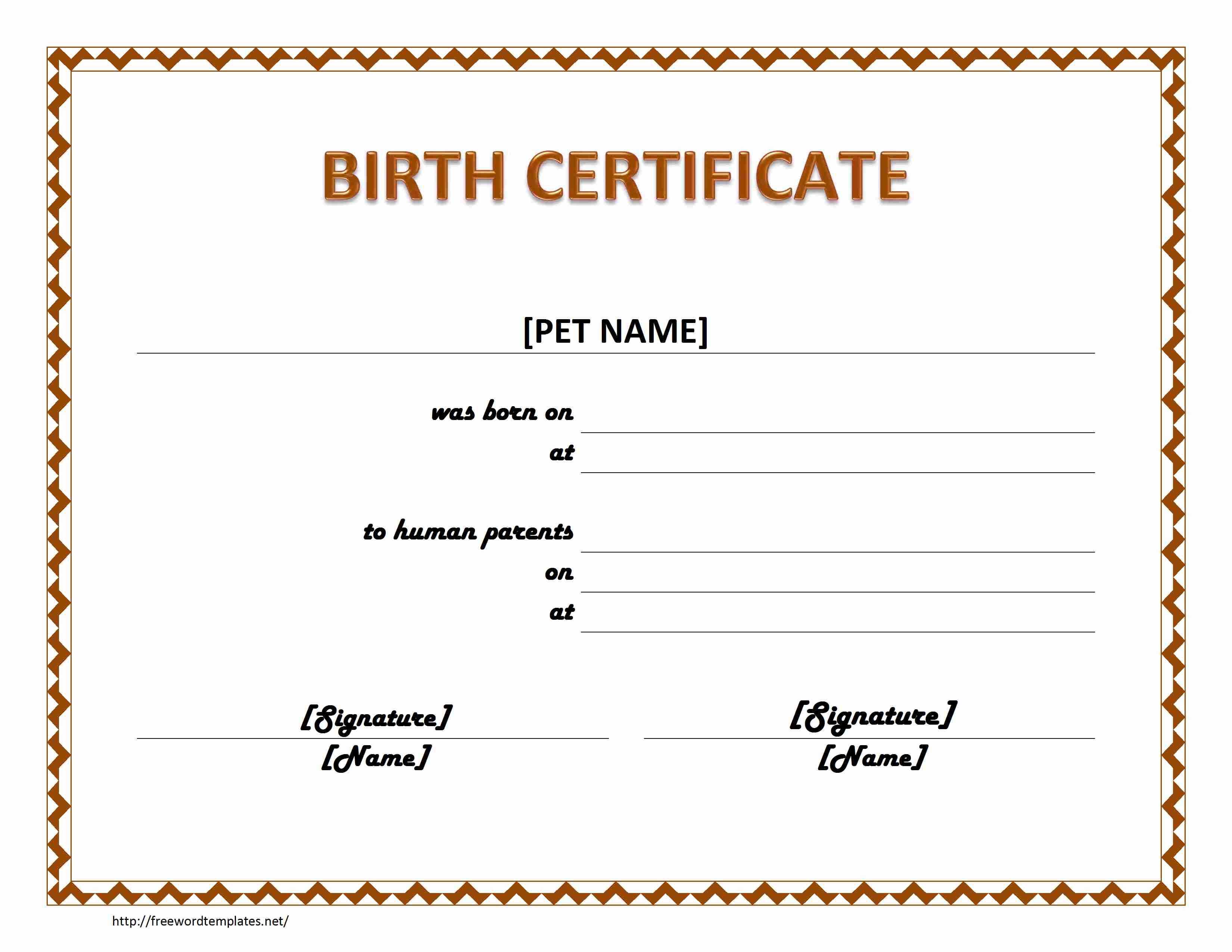 Pet Birth Certificate Maker | Pet Birth Certificate For Word With Fake Birth Certificate Template