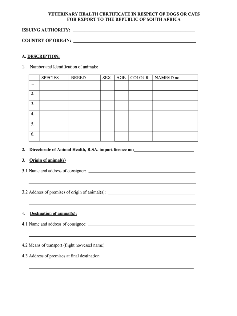 Pet Health Certificate Template - Fill Online, Printable For Veterinary Health Certificate Template