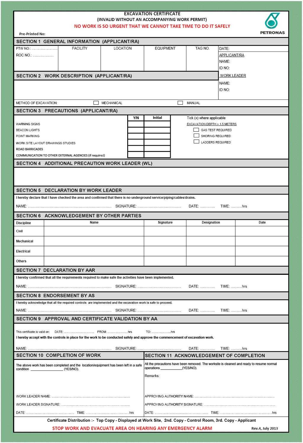 Petronas Carigali Permit To Work Procedure Petronas Carigali Intended For Electrical Isolation Certificate Template