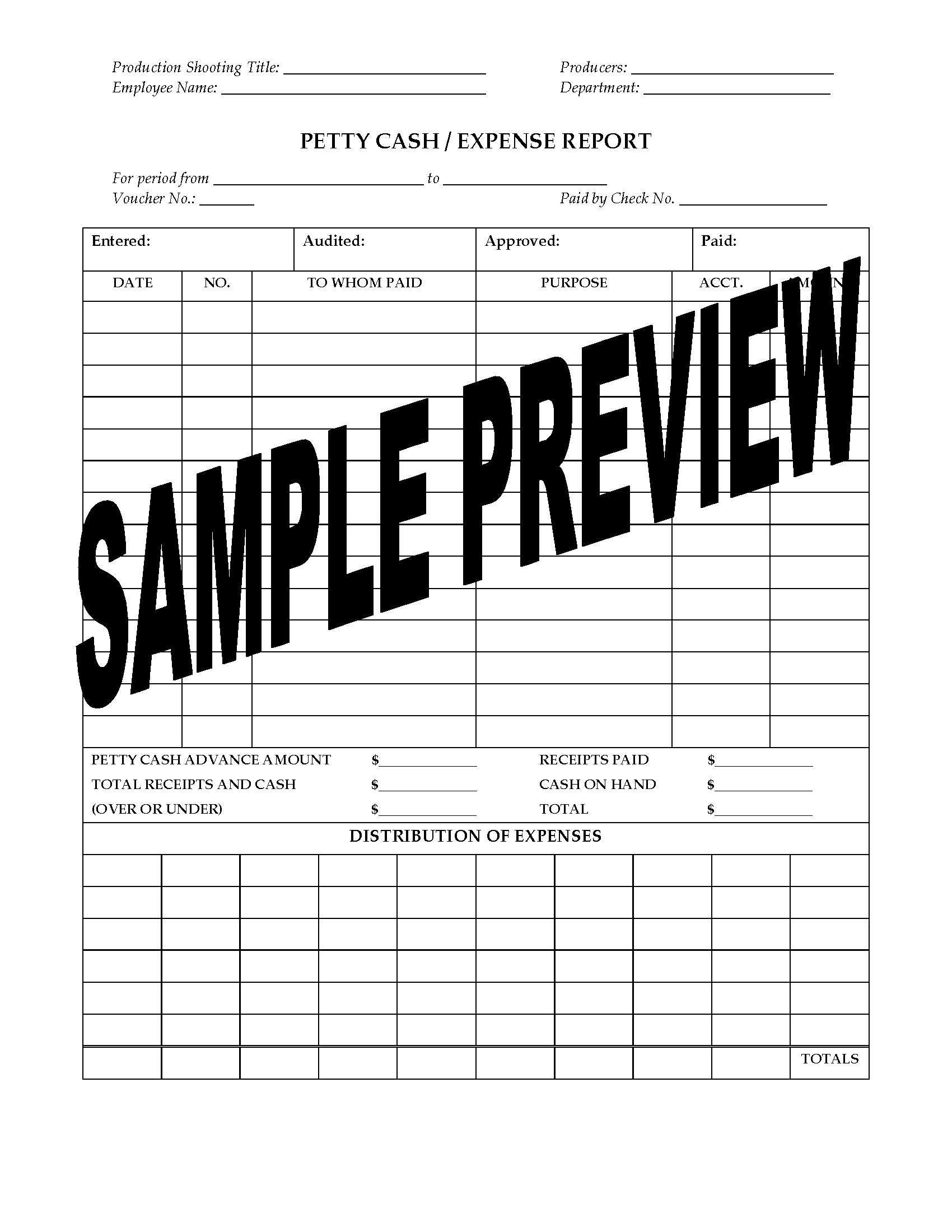 Petty Cash Expense Report For Film Or Tv Production With Regard To Petty Cash Expense Report Template