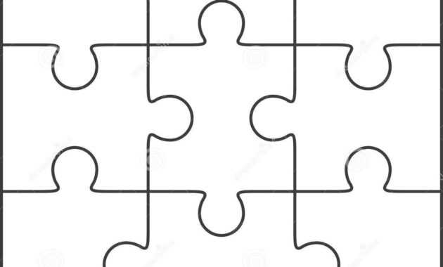 Photo About Jigsaw Puzzle , Blank Simple Template 3X3 inside Blank Jigsaw Piece Template