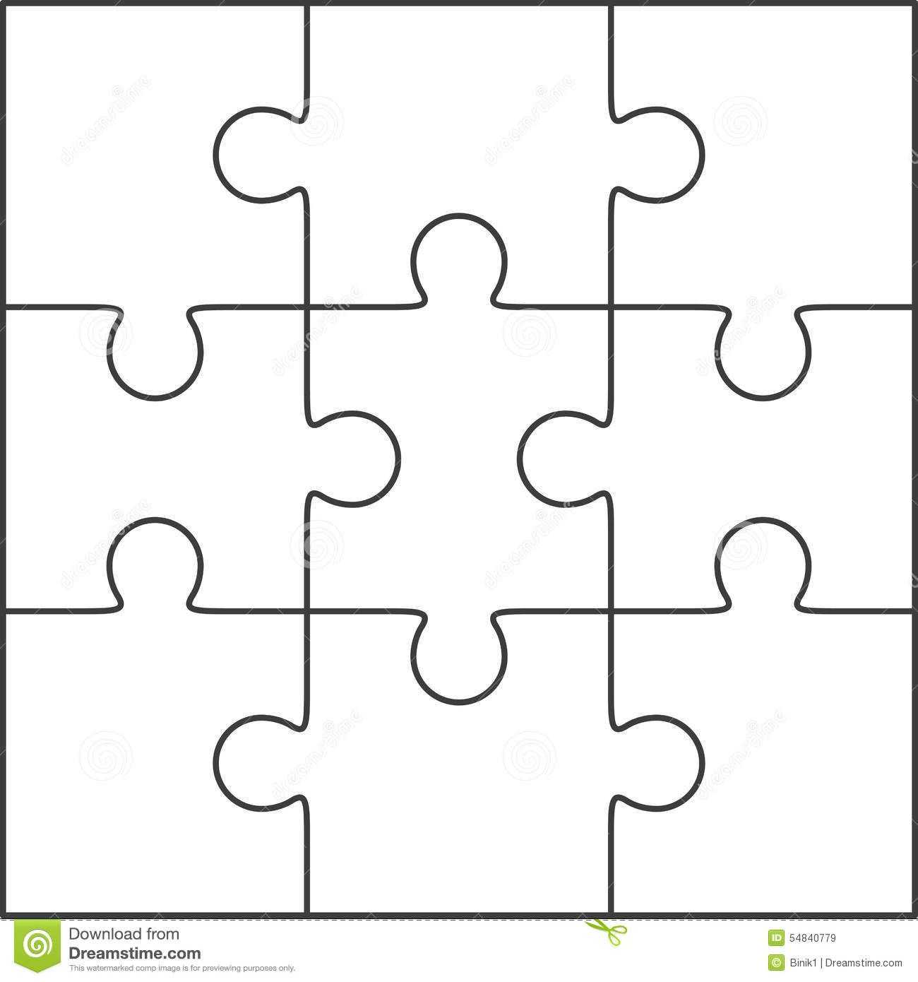 Photo About Jigsaw Puzzle , Blank Simple Template 3X3 Inside Blank Jigsaw Piece Template