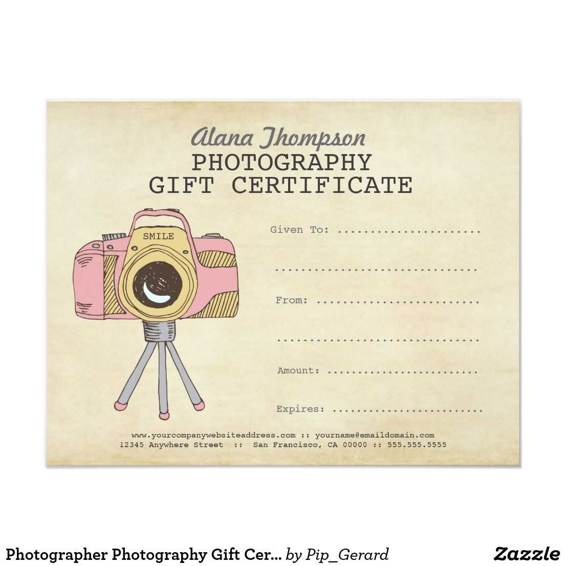 Photographer Photography Gift Certificate Template | Zazzle In Photoshoot Gift Certificate Template