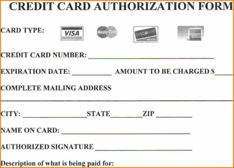 Order Form With Credit Card Template